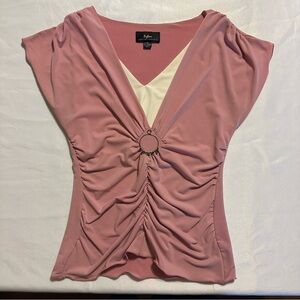 Byline Blush Ruched V-Neck  Y2K Blouse